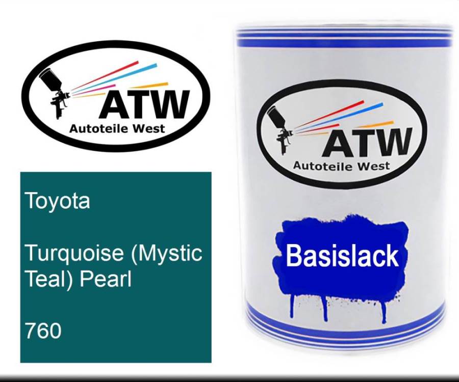 Toyota, Turquoise (Mystic Teal) Pearl, 760: 500ml Lackdose, von ATW Autoteile West.